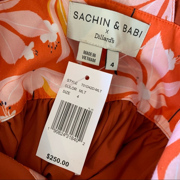 Sachin & Babi Dress Dany Floral V-Neck Sleeveless Midi 4 NWT - Picture 8 of 10